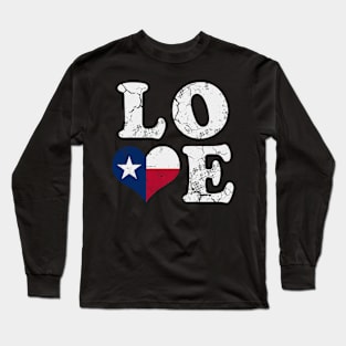 Love Texas Flag Heart Texan Long Sleeve T-Shirt